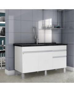 Balcão Gabinete Aquarius para Cozinha sem Tampo 2 Portas e 2 Gavetas 1,44 Branco