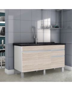 Balcão Gabinete Aquarius para Cozinha sem Tampo 2 Portas e 2 Gavetas 1,44 Maple