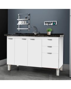 Balcão Gabinete Elite para Cozinha sem Tampo 2 Portas e 3 Gavetas + Porta Óleo 1,14 Branco
