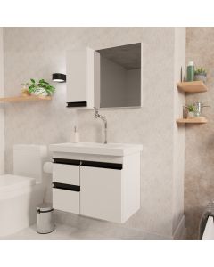Conjunto Gabinete King para Banheiro 58 Cm Branco