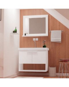 Conjunto Gabinete Slim para Banheiro 58cm Branco
