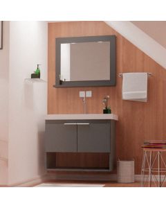 Conjunto Gabinete Slim para Banheiro 58cm Grafite