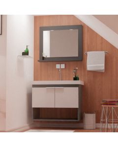 Conjunto Gabinete Slim para Banheiro 58cm Grafite/branco
