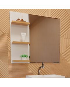 Armario para Banheiro Espelheira Brio Detalhe em Mdf 67,5cm Branco