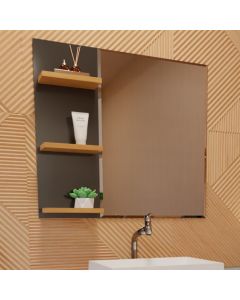 Armario para Banheiro Espelheira Brio Detalhe em Mdf 67,5cm Branco Grafite