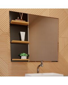Armario para Banheiro Espelheira Brio Detalhe em Mdf 67,5cm Branco Preto
