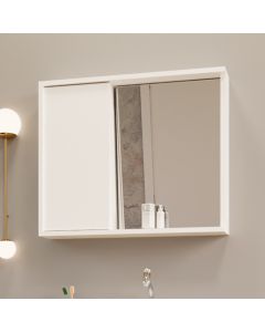 Armario para Banheiro Espelheira Unik Detalhe em Mdf 77,6cm Branco