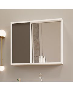 Armario para Banheiro Espelheira Unik Detalhe em Mdf 77,6cm Branco Grafite