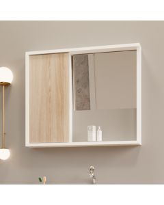 Armario para Banheiro Espelheira Unik Detalhe em Mdf 60,3cm Branco Maple