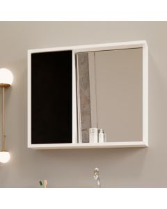 Armario para Banheiro Espelheira Unik Detalhe em Mdf 60,3cm Branco Preto