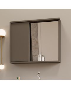 Armario para Banheiro Espelheira Unik Detalhe em Mdf 77,6cm Grafite