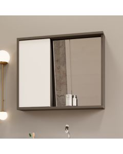 Armario para Banheiro Espelheira Unik Detalhe em Mdf 60,3cm Grafite Branco