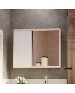 Armario para Banheiro Espelheira Unik Detalhe em Mdf 60,3cm Maple Branco