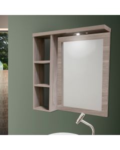 Armario para Banheiro Espelheira Glass Led Detalhe em Mdf e Led 64cm Maple