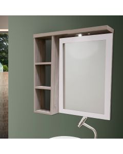 Armario para Banheiro Espelheira Glass Led Detalhe em Mdf e Led 77,6cm Maple Branco