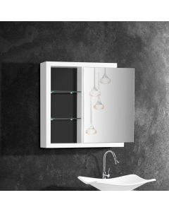 Armario para Banheiro Espelheira Luna Compartimento Interno 59,8cm Branco Grafite