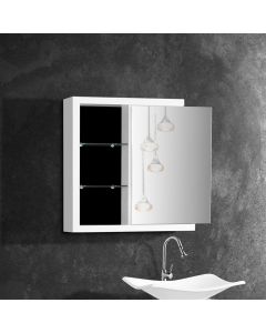 Armario para Banheiro Espelheira Luna Compartimento Interno 59,8cm Branco Preto