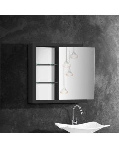 Armario para Banheiro Espelheira Luna Compartimento Interno 59,8cm Grafite Branco