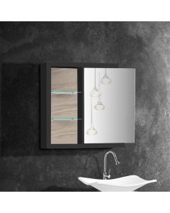 Armario para Banheiro Espelheira Luna Compartimento Interno 59,8cm Grafite Maple