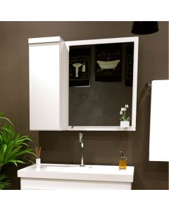 Armario para Banheiro Espelheira Veneza com Compartimento Lateral 58cm Branco Branco 