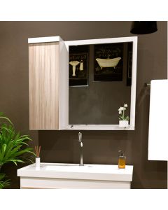 Armario para Banheiro Espelheira Veneza com Compartimento Lateral 58cm Branco Maple