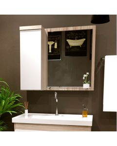 Armario de Banheiro Espelheira Veneza com Compartimento Lateral 58cm Maple Branco 