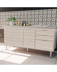 Balcão Gabinete Fit para Cozinha sem Tampo 4 Portas e 2 Gavetas 1,44 Maple