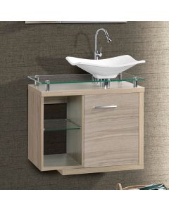 Gabinete Toucador para Banheiro Dama Tampo em Vidro 64cm Maple