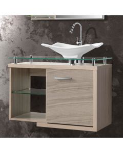 Gabinete Toucador para Banheiro Dama Tampo em Vidro 77,6cm Maple