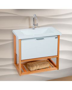 Gabinete Toucador para Banheiro Deck Cuba Inclusa 58cm Branco