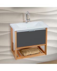 Gabinete Toucador para Banheiro Deck Cuba Inclusa 58cm Branco Grafite
