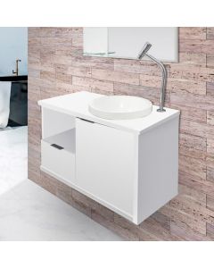 Gabinete Toucador para Banheiro Desigual Cuba Inclusa 64cm Branco
