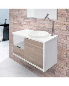 Gabinete Toucador para Banheiro Desigual Cuba Inclusa 64cm Branco Maple