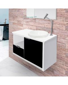 Gabinete Toucador para Banheiro Desigual Cuba Inclusa 77,6cm Branco Preto
