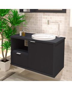 Gabinete Toucador para Banheiro Desigual Cuba Inclusa 64cm Grafite