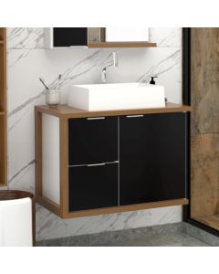 Gabinete Toucador para Banheiro Florença 66,6cm com Cuba Branco/preto
