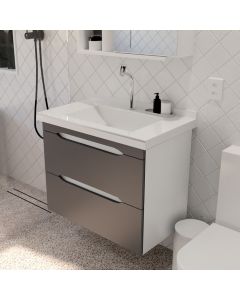 Gabinete Toucador para Banheiro Milano 0,65 Cuba Inclusa Branco/grafite