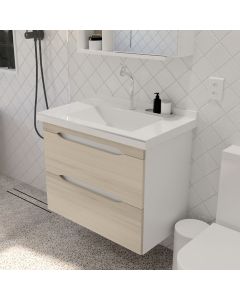 Gabinete Toucador para Banheiro Milano 0,65 Cuba Inclusa Branco Maple