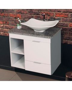 Gabinete Toucador para Banheiro Ocre Tampo em Granito 77,6cm Branco