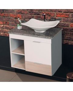 Gabinete Toucador para Banheiro Ocre Tampo em Granito 64cm Branco/maple