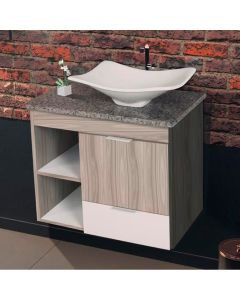 Gabinete Toucador para Banheiro Ocre Tampo em Granito 64cm Maple/branco