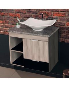 Gabinete Toucador para Banheiro Ocre Tampo em Granito 77,6cm Maple/preto