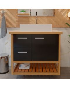 Gabinete Toucador para Banheiro Pretty 69,5cm com Cuba Branco/preto