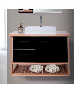 Gabinete Toucador para Banheiro Pretty 84cm com Cuba Branco/preto