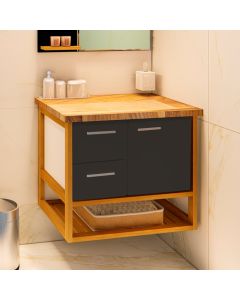 Gabinete Toucador para Banheiro Pretty 69,5cm sem Cuba Branco/grafite