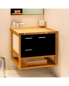 Gabinete Toucador para Banheiro Pretty 69,5cm sem Cuba Branco/preto