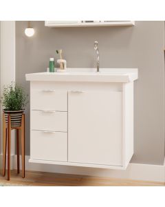 Gabinete Toucador para Banheiro Unik com Cuba 65cm Branco