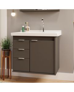 Gabinete Toucador para Banheiro Unik com Cuba 65cm Grafite