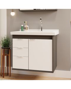 Gabinete Toucador para Banheiro Unik com Cuba 65cm Grafite/branco