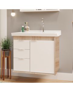 Gabinete Toucador para Banheiro Unik com Cuba 65cm Maple/branco